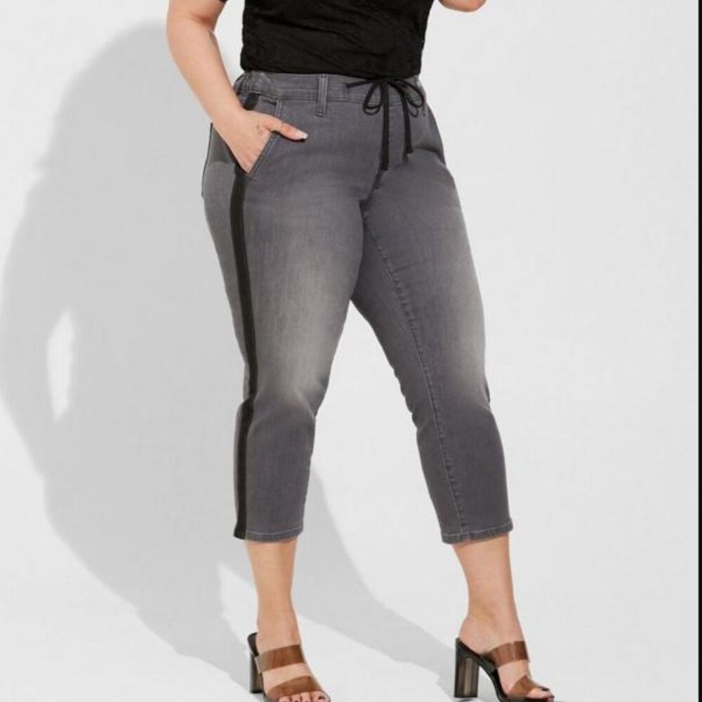 Torrid Gray Black Striped Ankle Pull-on Jeans size 2X